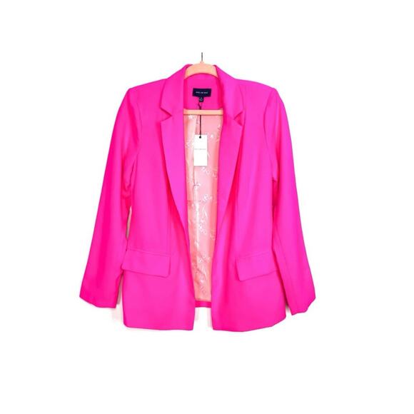 Skies Are Blue Single Breasted Boyfriend Blazer w/ Flap Pocket Ultra Pink M NWT - Picture 3 of 9